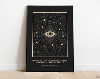 Nietzsche Poster: Nihilism Art Print, Abyss Quote (Digital Download)