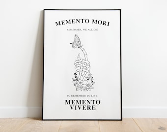 Memento Mori-affisch: Stoisk skelettkonsttryck (digital nedladdning)