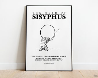 Sisyphus Poster, Sisyphus Wall Art, Sisyphus the Myth, Sisyphus Print, Sisyphus Art, Sisyphus, Existentialism Poster, Albert Camus Quote