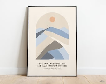 Dostoevsky Quote Art Print: Boho Mountain Landscape (Digital Download)