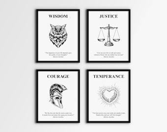 Stoic Virtues Art Print: Marcus Aurelius Quotes (Digital Download)