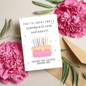 Carte d'anniversaire drôle et grossière | Carte d'anniversaire moyenne pour frère, cousin ou ami | Carte d'anniversaire imprimable