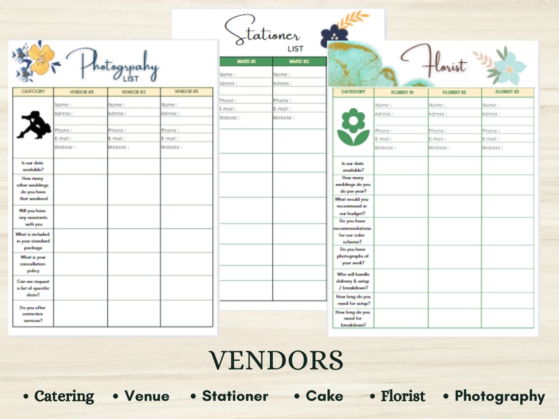 Wedding Planner Book Printable Wedding Checklist Timeline - Etsy