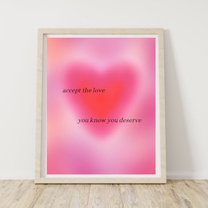Pink/Red Heart-Aura Poster, Retro Gradient Poster, Affirmation, Digital Art, Spiritual Wall, Angel Number, Manifest, Modern Printable