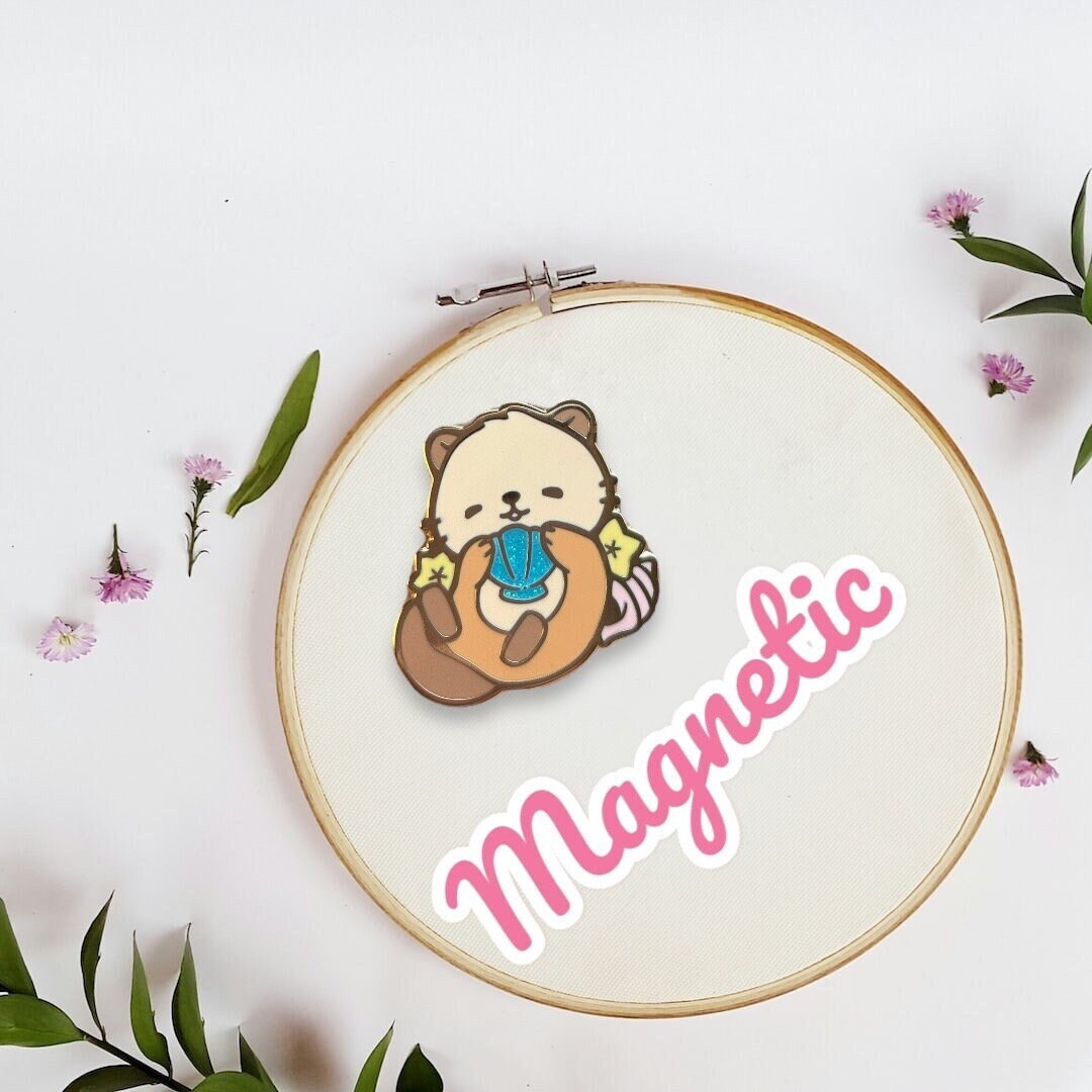 A-Grade Sea Otter Needle Less | Magnetic Needle Keeper | Animal Cross Stitch Needle Magnet | Cross stitch gift cute animal less kawaii