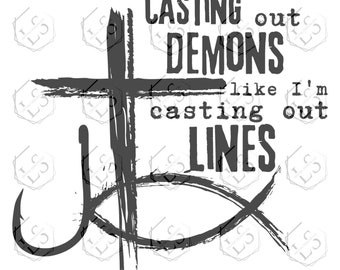 Christian Fishing SVG: Casting Out Demons, Fish Hook Cross (Digital Download)