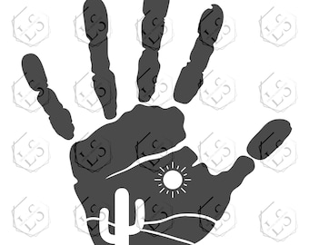 Wrangler Desert Handprint Decal: 4x4 Vehicle Sticker (SVG, PNG, JPG)