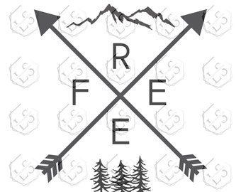 Crossed Arrows with Mountains & Trees SVG: Outdoors Cut Files (Digital Download)