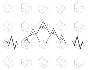 Heartbeat Mountain SVG: Love Design Cut File (Digital Download)