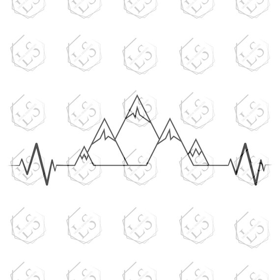 Heartbeat Mountains Svg Mountain Love Svg SVG File Cut File | Etsy