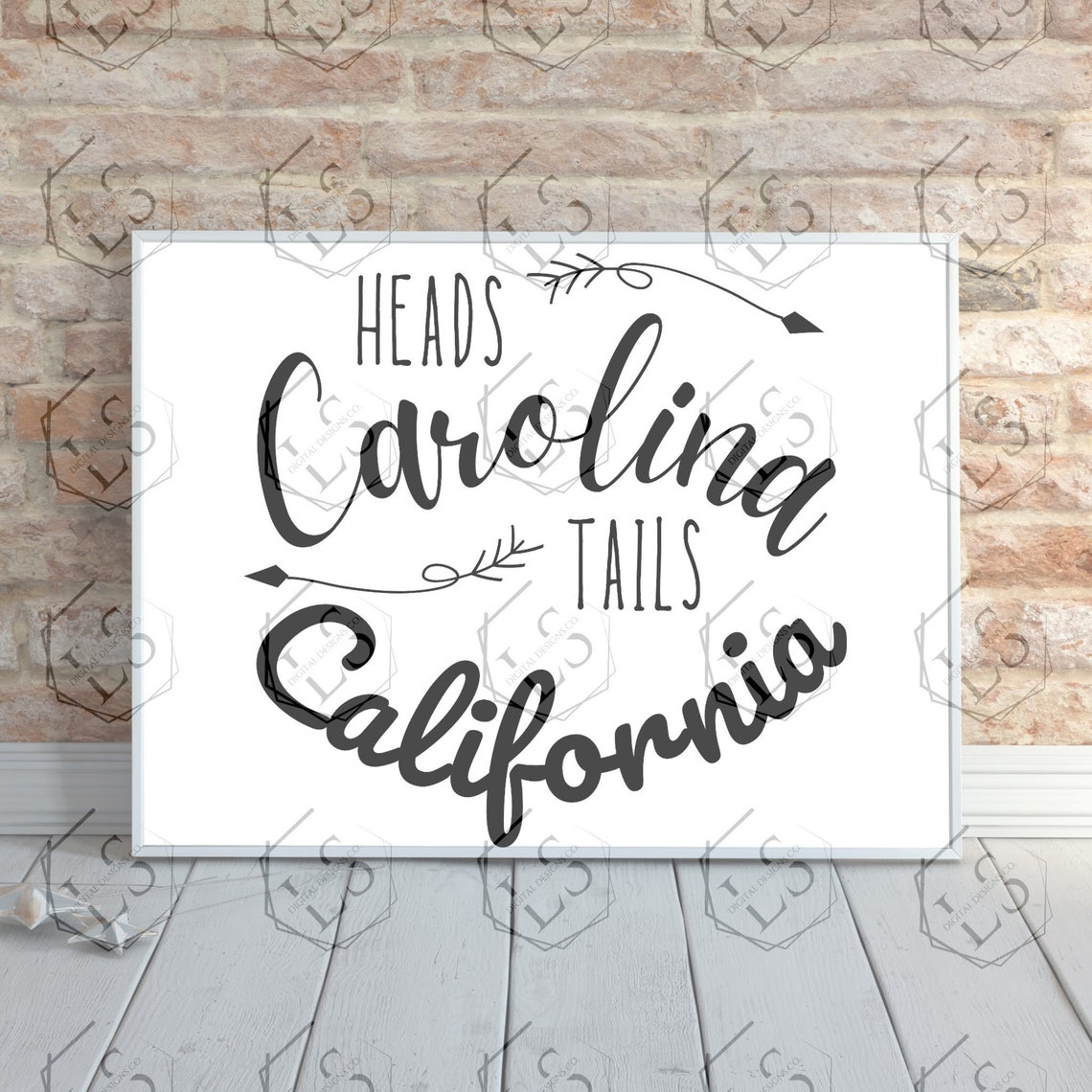 Heads Carolina, Tails California Travel Svg Cut File for Cricut and