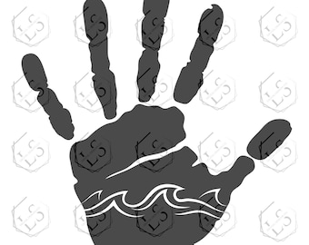 Beach Hand Wave SVG: Mirror Decal Cut Files (Digital Download)