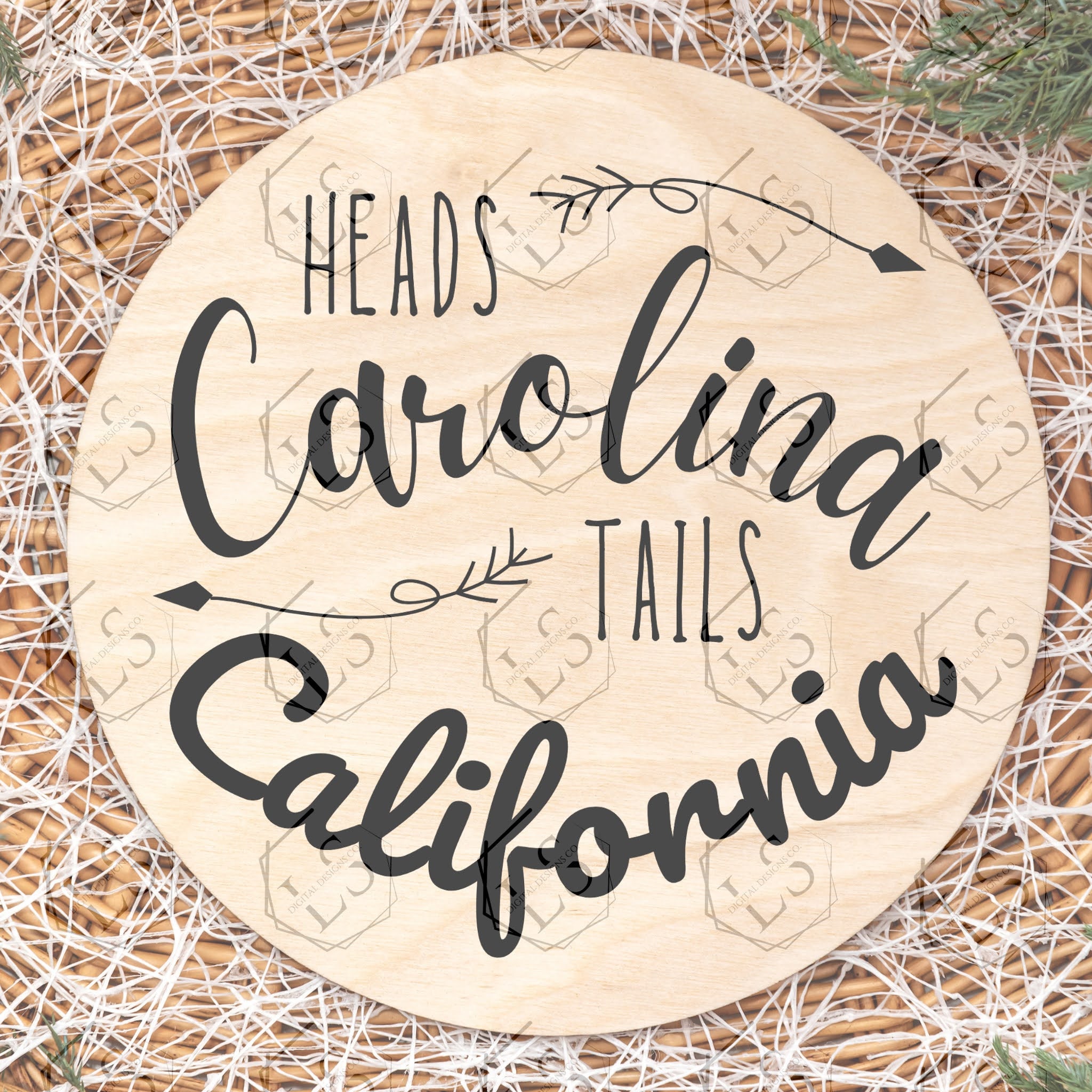 Heads Carolina, Tails California Travel Svg Cut File for Cricut and