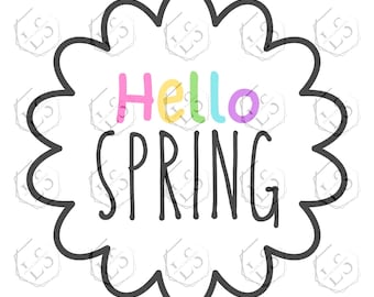 Hello Spring Pastel Flower SVG: Cricut & Silhouette (Digital Download)