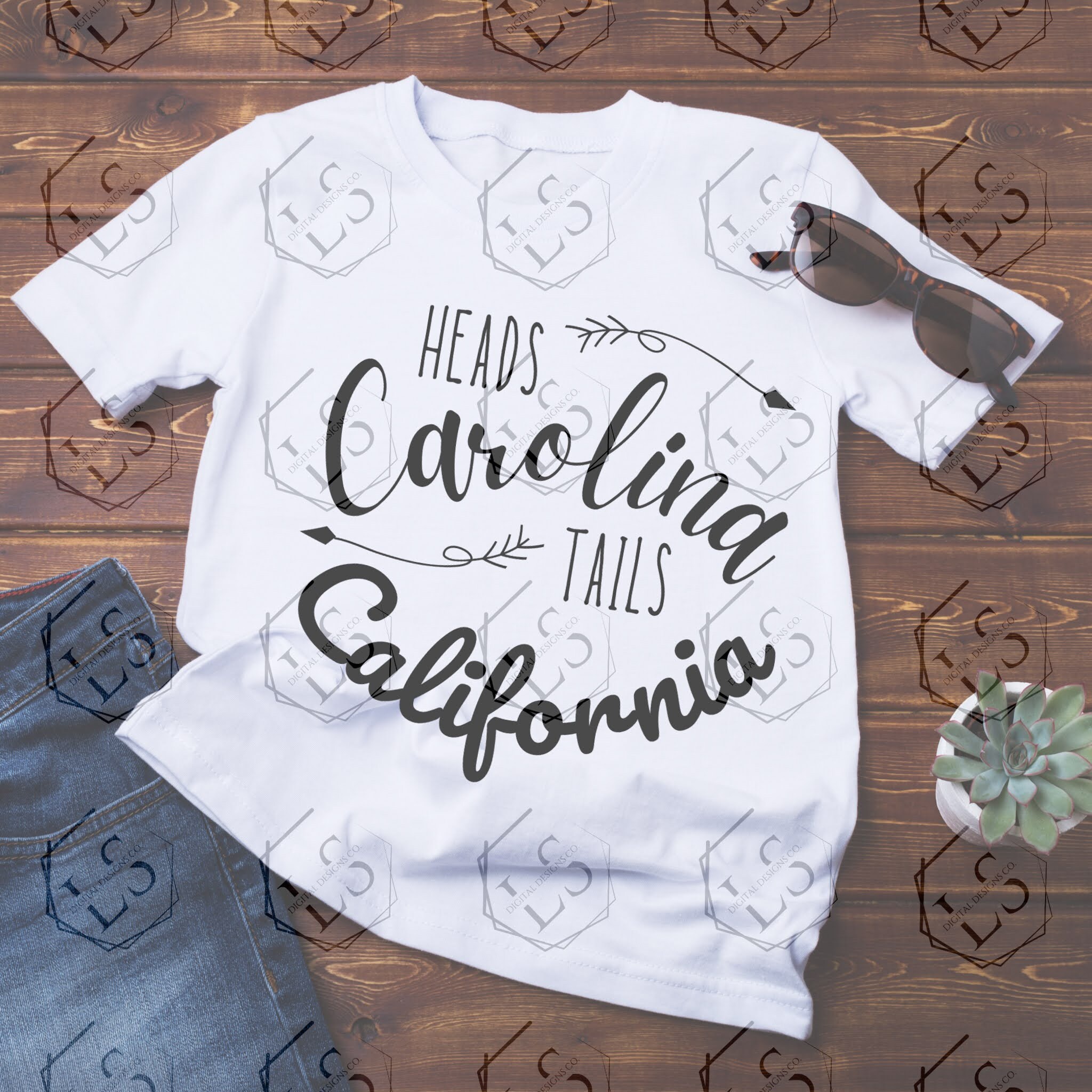 Heads Carolina, Tails California Travel Svg Cut File for Cricut and