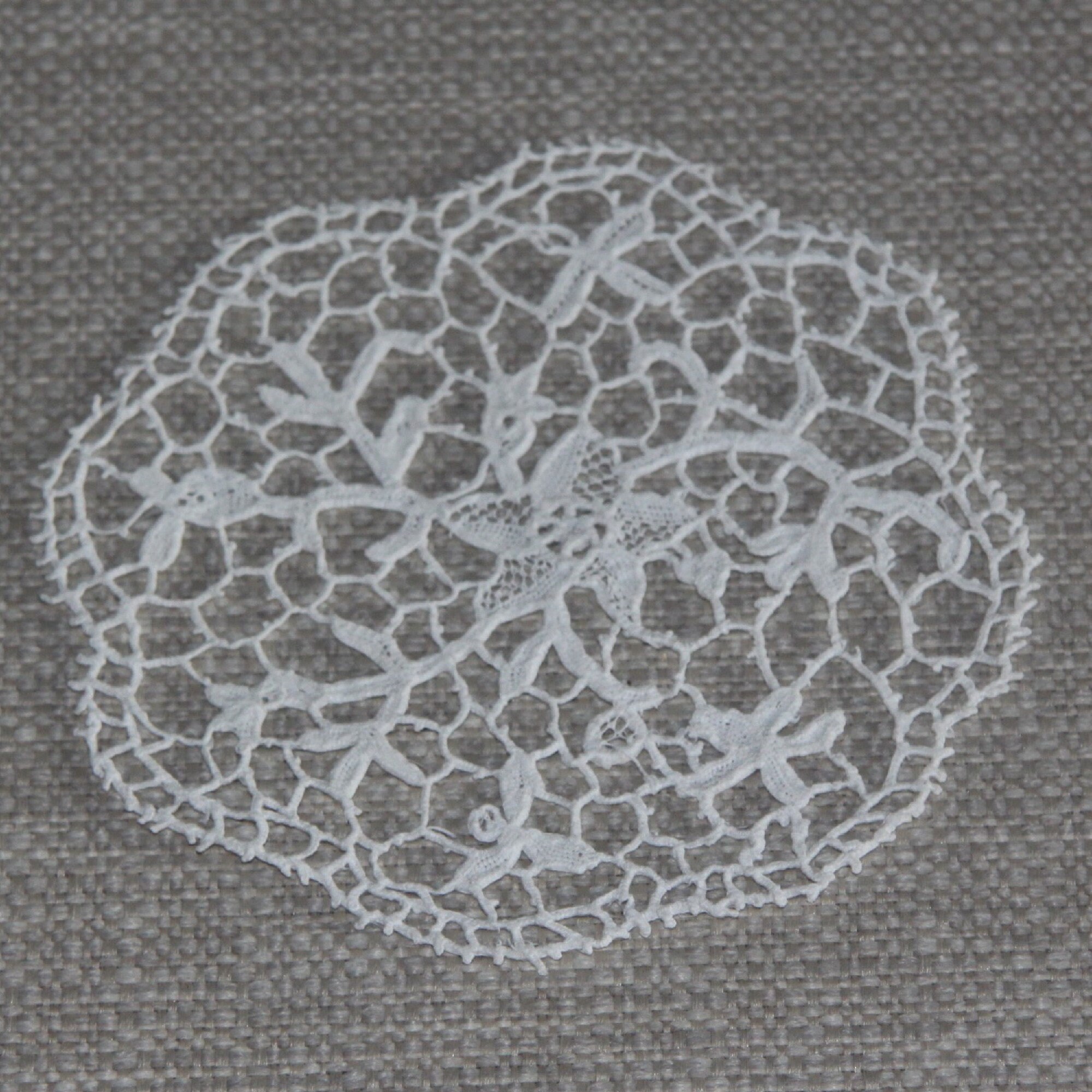 Napperon Ancien Rond en Coton Au Crochet d'art, Applique Fait Main