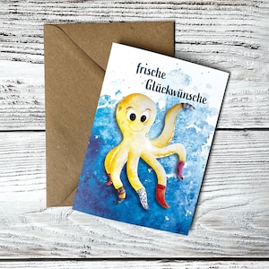 Krake Glückwunschkarte mit oder ohne Umschlag