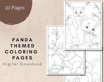 Libro para colorear con temática de panda, páginas imprimibles en PDF, descarga digital
