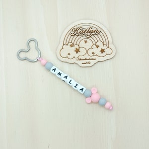 Babygeschenk Schnullerkette mit Name , kinderwagenkette, schlüsselanhänger und Greifling aus silikon perlen mädchen adaptor gratis Schlüsselanhänger