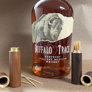 Buffalo Trace Bourbon infused toothpicks with luxury wooden case