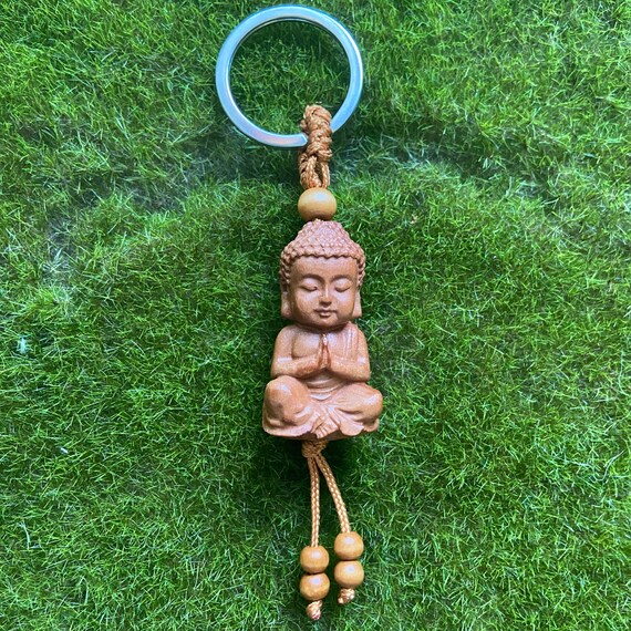 Wooden Buddha Keychain Mini Buddha Accessories Buddha Etsy