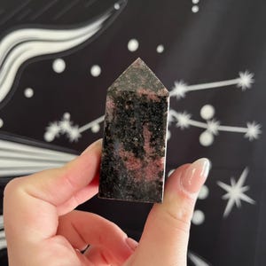 3.5” Rhodonite Obelisk | Rhodonite towers  | Rhodonite  | healing crystals | Rhodonite points | pink black crystals