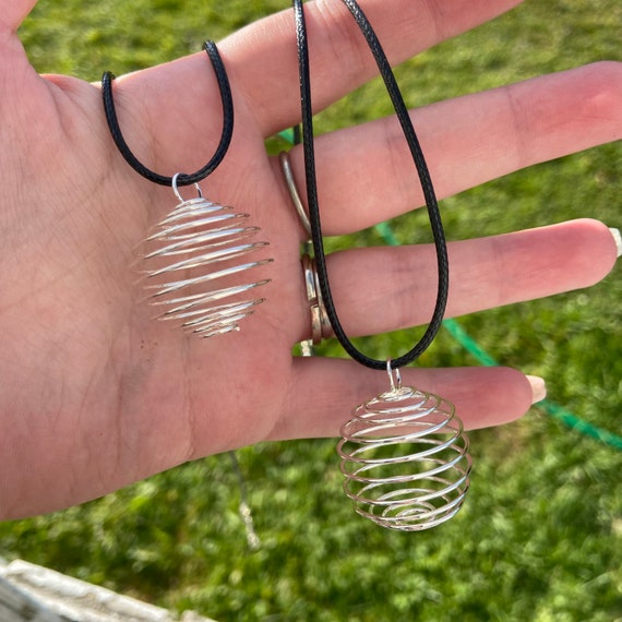 Wire Cage Crystal Holder Necklace