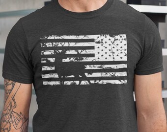 USA Flag Deer Hunting Shirt, American Flag Deer Hunting Tshirt, Deer Hunter Dad Shirt, 4th Of July Deer Hunter Dad Tee, Patriotic Dad Shirt