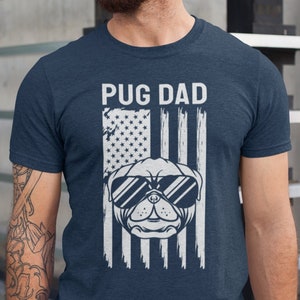 Pug Dad T-Shirt: USA Flag Dog Owner Tee