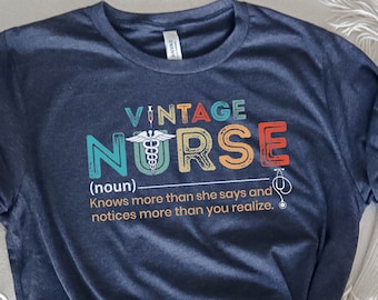 Vintage Nurse Tshirt, Cool Nurse Gift Shirt, Retro Themed Nurse Tee, Short Sleeve Unisex Nurse Tshirt