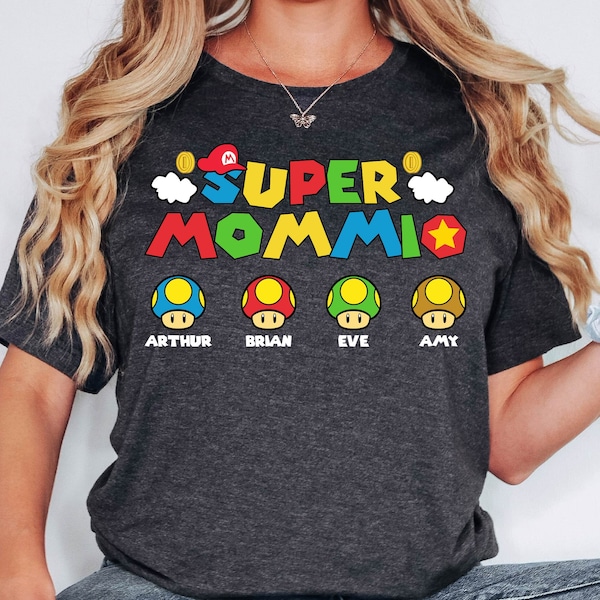 Personalization Super Mommio Shirt, Matching Super Mom Shirt, Super Mommio Shirt, Mom Shirt with Kids Names, Mother's Day Shirt, Mom Shirt