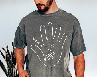 Custom Dad Shirt With Kid Names, Personalized Dad Tshirt, Grandpa T-Shirt, Father's Day Gift for Dad, Dad Hand With Kid Name, Gift for Him