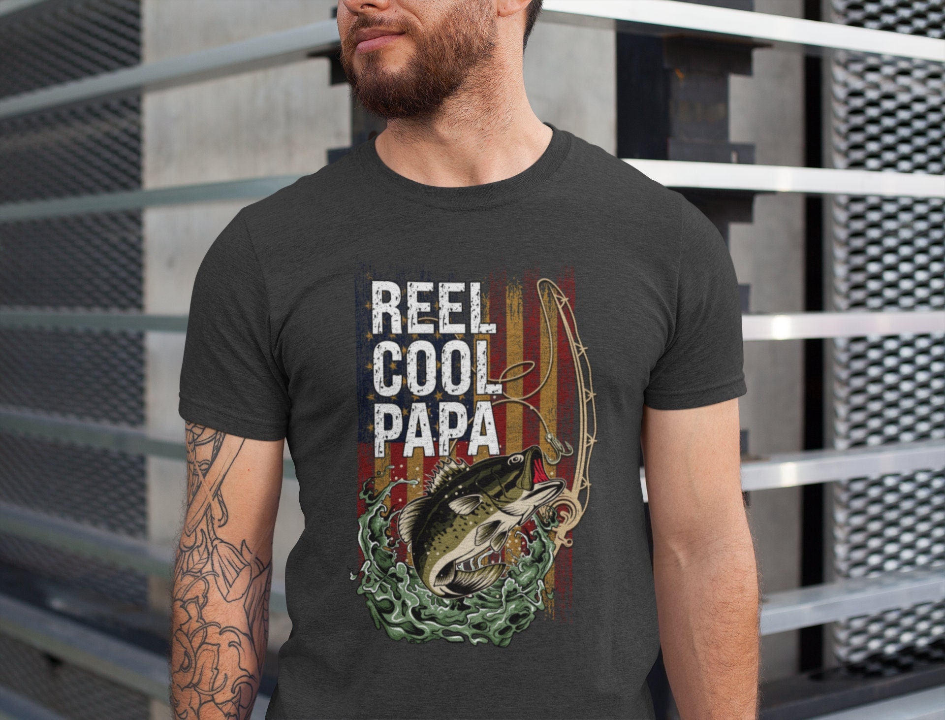 USA Flag Reel Cool Papa Shirt, Cool Papa Shirt, Reel Cool Grandpa Shirt,  Gift For Grandpa, Father's Day Shirt, Shirt for Fisherman Dad