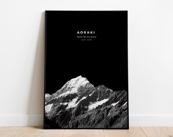 Mountain Print - Aoraki Mount cook - New Zealand - (Outdoors / Travel / Adventure / Art / Poster / Decor)