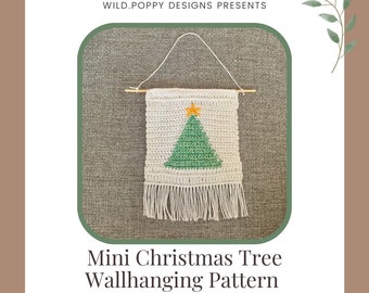PDF Pattern Crochet Mini Christmas Tree Wallhanging Tapestry Decoration
