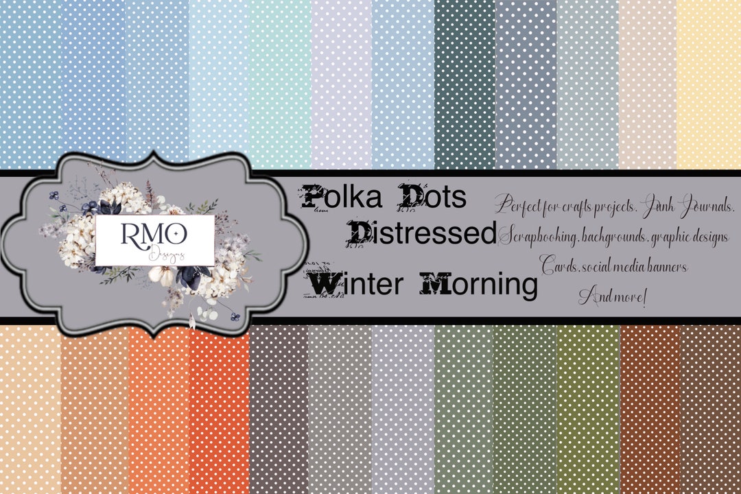 Distressed Winter Morning Polka Dot Digital Paper, Junk Journal - Etsy