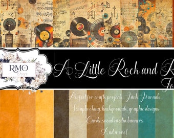 Rock and Roll Junk Journal Folio, Scrapbook Templates (Digital Download)