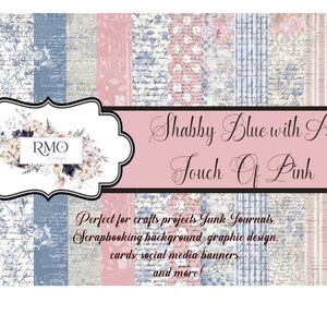 Shabby Blue with A Touch Of Pink Junk Journal Kit, Insert,Folding Folio, Printable Kit, DIY Craft, Digital Folder, Instant Download