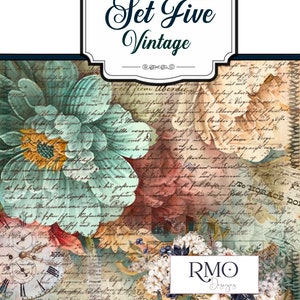 SET FIVE VINTAGE Folio, junk Journal,scrapbook,scrapbooking,templates,curators,envelopes,folding folio,pockets,diy