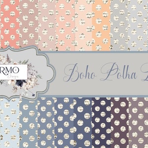 Boho Polka Dots, Junk Journal, Digital papers, scrapbook