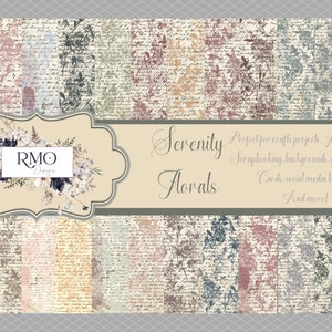 Serenity Florals, Digital paper, Junk Journal, Scrapbooking