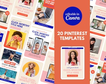 12 Modern Colorful Pinterest Templates | Pinterest Template Canva | Social Media Template | Pinterest Pin Templates | Pinterest Marketing