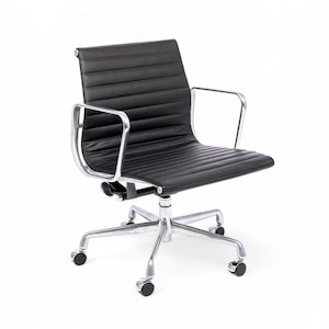 Eames Herman Miller Black Leather Office Chair Aluminum Group