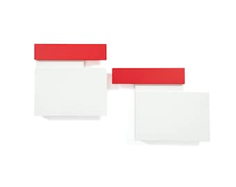 Contemporary Geometric Abstract Art Wall Reliefs by Thomas Vinson White–White–Red, 2004