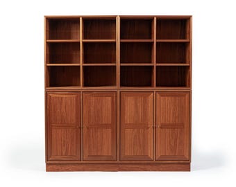 Danish Modern Modular Bookshelf Cabinet System in Teak Wood