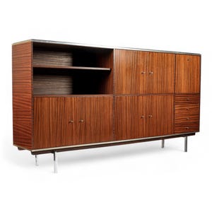 Exceptional Vintage Mid Century French Teak Wall Unit Cabinet