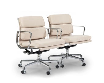 Eames for Herman Miller Cream Tan Office Chairs in Schumacher VEGAN Suede