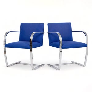 Mid Century Blue Brno Chairs by Mies van der Rohe for Knoll, 2006
