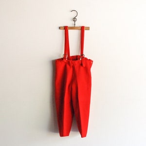 Vintage Handmade Girl's Red Wool Winter Coat and Pants Set image 5
