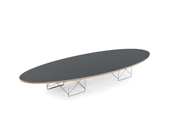 Eames Surfboard ETR Coffee Table for Herman Miller, Black Mid Century Modern Table